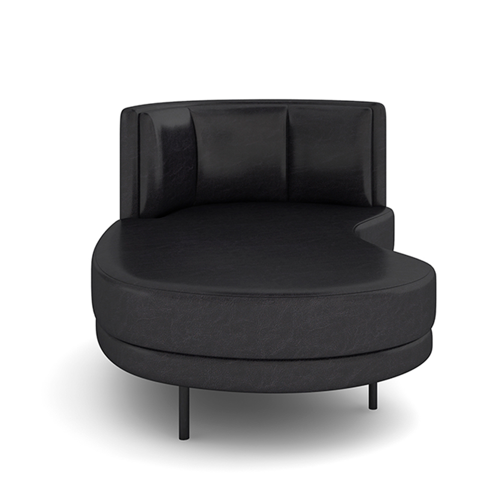 Sofá Chaise Lado Esquerdo Downey Sala de Estar PU Preto G15 - Gran Belo