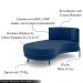 Sofá Chaise Lado Esquerdo Downey Sala de Estar Veludo Azul G15 - Gran Belo