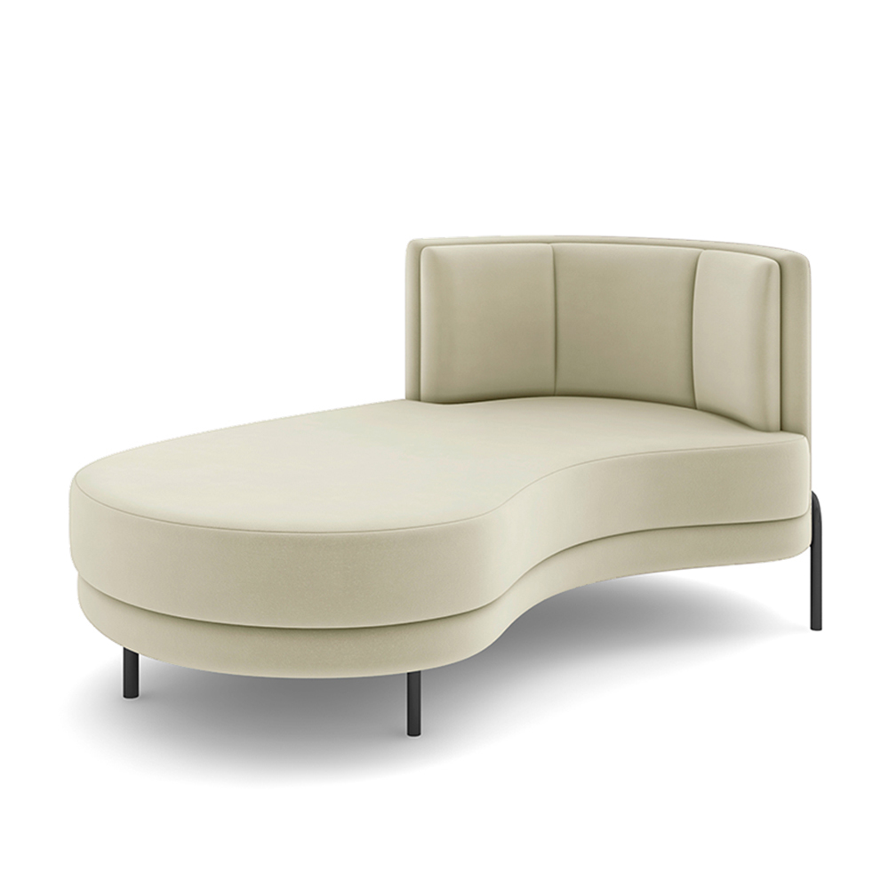 Sofá Chaise Lado Esquerdo Downey Sala de Estar Veludo Bege G15 - Gran Belo