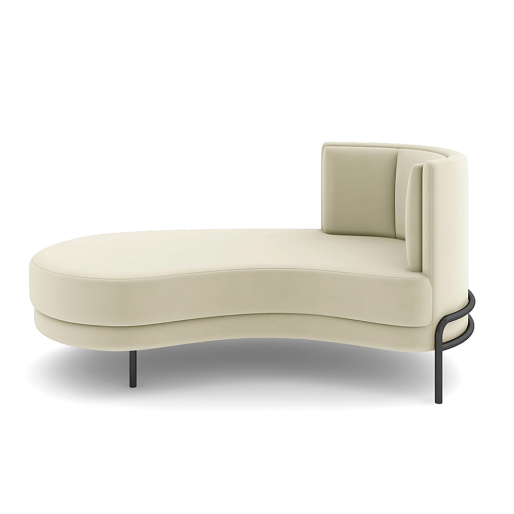 Sofá Chaise Lado Esquerdo Downey Sala de Estar Veludo Bege G15 - Gran Belo