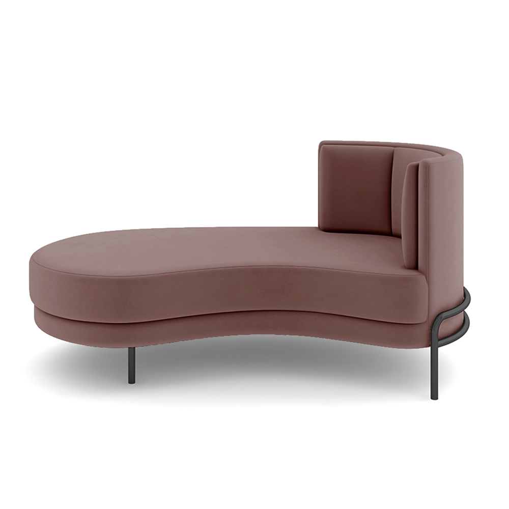 Sofá Chaise Lado Esquerdo Downey Sala de Estar Veludo Rosê G15 - Gran Belo
