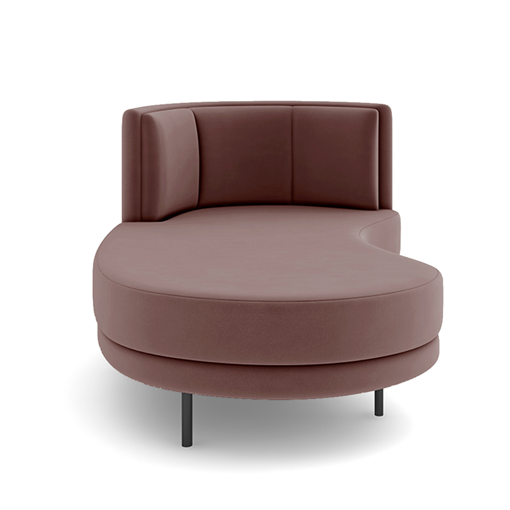 Sofá Chaise Lado Esquerdo Downey Sala de Estar Veludo Rosê G15 - Gran Belo