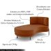 Sofá Chaise Lado Esquerdo Downey Sala de Estar Veludo Terracota G15 - Gran Belo