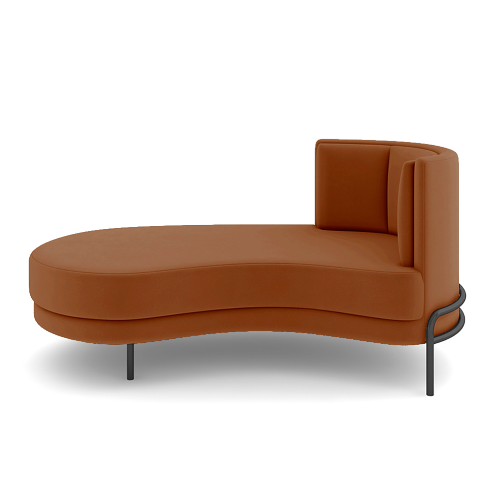 Sofá Chaise Lado Esquerdo Downey Sala de Estar Veludo Terracota G15 - Gran Belo