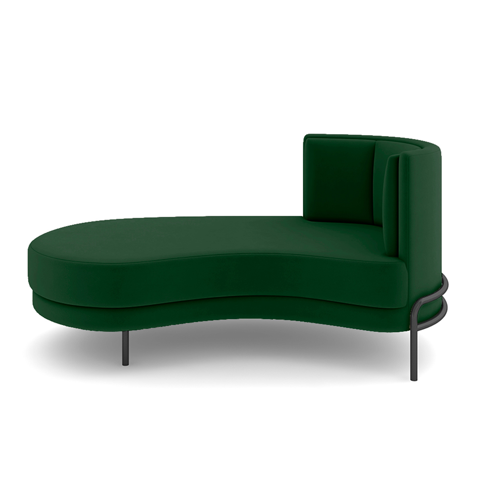 Sofá Chaise Lado Esquerdo Downey Sala de Estar Veludo Verde G15 - Gran Belo