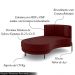 Sofá Chaise Lado Esquerdo Downey Sala de Estar Veludo Vermelho G15 - Gran Belo