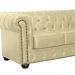 Sofá Chesterfield 3 Lugares com Pés Madeira Couro Bege G40 - Gran Belo