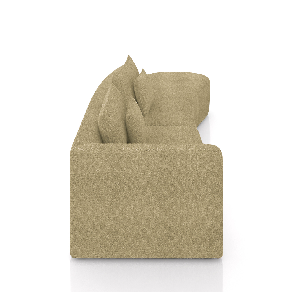 Sofá Curvo Decorativo Kimiko 287Cm 2 Lugares Sala de Estar com Chaise Bouclê Bege G52 - Gran Belo