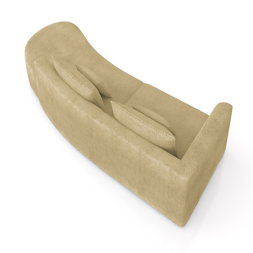 Sofá Curvo Decorativo Kimiko 287Cm 2 Lugares Sala de Estar com Chaise Bouclê Bege G52 - Gran Belo