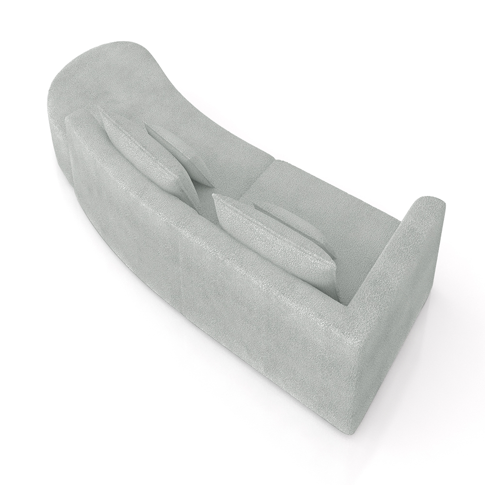 Sofá Curvo Decorativo Kimiko 287Cm 2 Lugares Sala de Estar com Chaise Bouclê Cinza G52 - Gran Belo