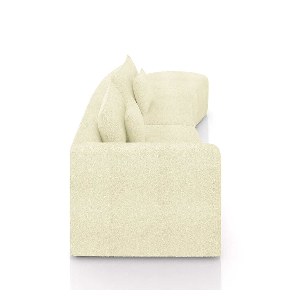 Sofá Curvo Decorativo Kimiko 287Cm 2 Lugares Sala de Estar com Chaise Bouclê Off White G52 - Gran Belo