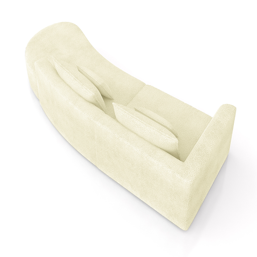 Sofá Curvo Decorativo Kimiko 287Cm 2 Lugares Sala de Estar com Chaise Bouclê Off White G52 - Gran Belo
