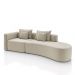Sofá Curvo Decorativo Kimiko 287Cm 2 Lugares Sala de Estar com Chaise Veludo Bege G52 - Gran Belo