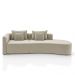 Sofá Curvo Decorativo Kimiko 287Cm 2 Lugares Sala de Estar com Chaise Veludo Bege G52 - Gran Belo