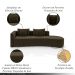 Sofá Curvo Decorativo Kimiko 287Cm 2 Lugares Sala de Estar com Chaise Veludo Marrom G52 - Gran Belo