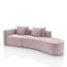 Sofá Curvo Decorativo Kimiko 287Cm 2 Lugares Sala de Estar com Chaise Veludo Rosê G52 - Gran Belo