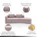 Sofá Curvo Decorativo Kimiko 287Cm 2 Lugares Sala de Estar com Chaise Veludo Rosê G52 - Gran Belo