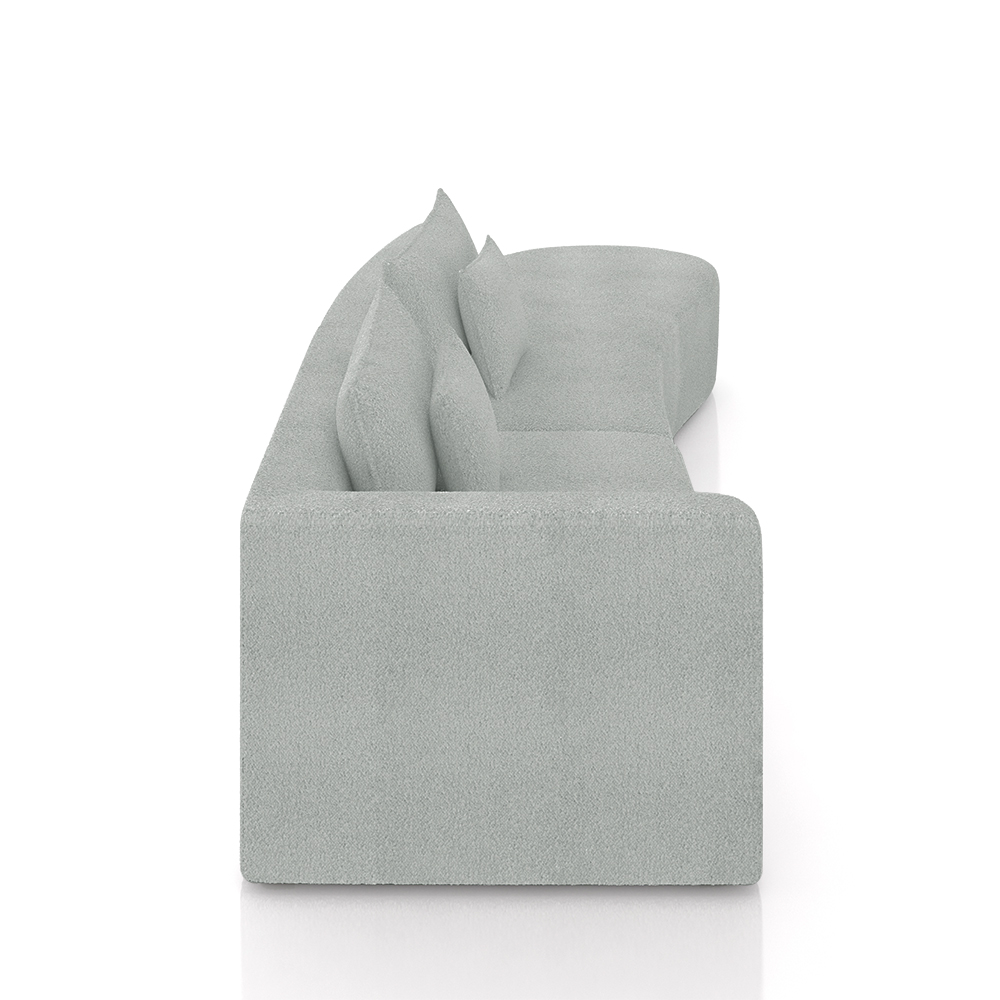 Sofá Curvo Decorativo Kimiko 297Cm 2 Lugares Sala de Estar com Chaise Bouclê Cinza G52 - Gran Belo