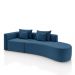 Sofá Curvo Decorativo Kimiko 297Cm 2 Lugares Sala de Estar com Chaise Veludo Azul Petróleo G52 - Gran Belo