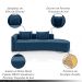 Sofá Curvo Decorativo Kimiko 297Cm 2 Lugares Sala de Estar com Chaise Veludo Azul Petróleo G52 - Gran Belo