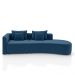 Sofá Curvo Decorativo Kimiko 297Cm 2 Lugares Sala de Estar com Chaise Veludo Azul Petróleo G52 - Gran Belo