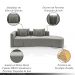 Sofá Curvo Decorativo Kimiko 297Cm 2 Lugares Sala de Estar com Chaise Veludo Cinza G52 - Gran Belo