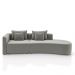 Sofá Curvo Decorativo Kimiko 297Cm 2 Lugares Sala de Estar com Chaise Veludo Cinza G52 - Gran Belo