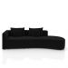 Sofá Curvo Decorativo Kimiko 307Cm 3 Lugares Sala de Estar com Chaise Veludo Preto G52 - Gran Belo