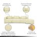 Sofá Curvo Decorativo Kimiko 437Cm 5 Lugares Sala de Estar com Chaise Bouclê Off White G52 - Gran Belo