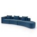 Sofá Curvo Decorativo Kimiko 437Cm 5 Lugares Sala de Estar com Chaise Veludo Azul Petróleo G52 - Gran Belo