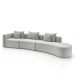 Sofá Curvo Decorativo Kimiko 437Cm 5 Lugares Sala de Estar com Chaise Veludo Cinza G52 - Gran Belo