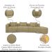 Sofá Curvo Decorativo Kimiko 447Cm 5 Lugares Sala de Estar com Chaise Bouclê Bege G52 - Gran Belo