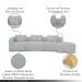 Sofá Curvo Decorativo Kimiko 447Cm 5 Lugares Sala de Estar com Chaise Bouclê Cinza G52 - Gran Belo