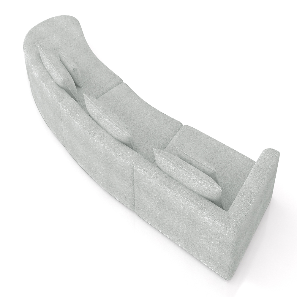 Sofá Curvo Decorativo Kimiko 447Cm 5 Lugares Sala de Estar com Chaise Bouclê Cinza G52 - Gran Belo