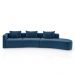 Sofá Curvo Decorativo Kimiko 447Cm 5 Lugares Sala de Estar com Chaise Veludo Azul Petróleo G52 - Gran Belo