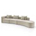 Sofá Curvo Decorativo Kimiko 447Cm 5 Lugares Sala de Estar com Chaise Veludo Bege G52 - Gran Belo