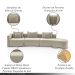 Sofá Curvo Decorativo Kimiko 447Cm 5 Lugares Sala de Estar com Chaise Veludo Bege G52 - Gran Belo
