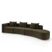 Sofá Curvo Decorativo Kimiko 447Cm 5 Lugares Sala de Estar com Chaise Veludo Marrom G52 - Gran Belo