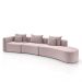 Sofá Curvo Decorativo Kimiko 447Cm 5 Lugares Sala de Estar com Chaise Veludo Rosê G52 - Gran Belo