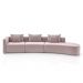 Sofá Curvo Decorativo Kimiko 447Cm 5 Lugares Sala de Estar com Chaise Veludo Rosê G52 - Gran Belo