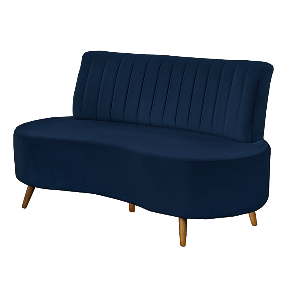 Sofá Decorativo 1,60M 2 Lugares Katara Veludo Azul Marinho G33 - Gran Belo
