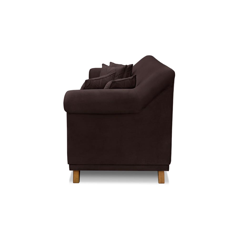 Sofá Decorativo 160cm 2 Lugares com 4 Almofadas Armstrong Suede Café G63 - Gran Belo