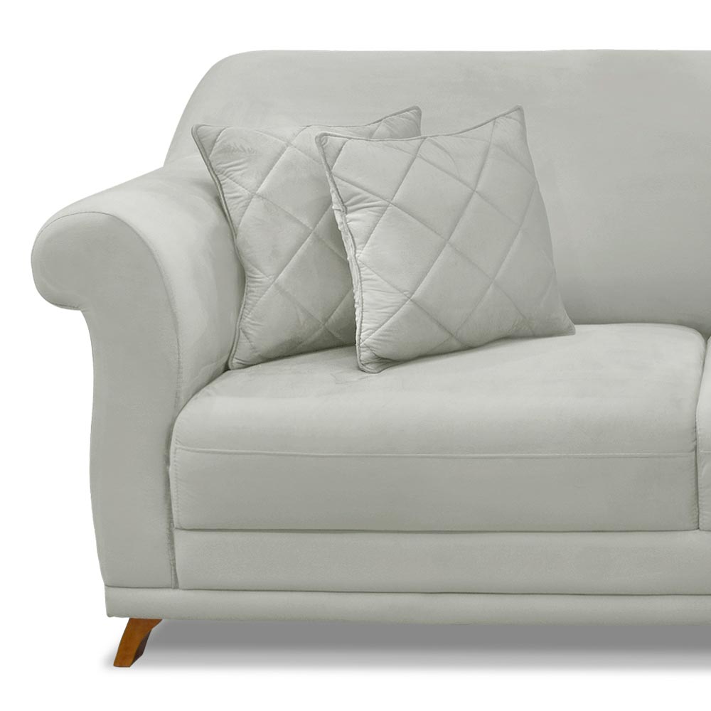 Sofá Decorativo 160cm 2 Lugares com 4 Almofadas Armstrong Veludo Prata G63 - Gran Belo