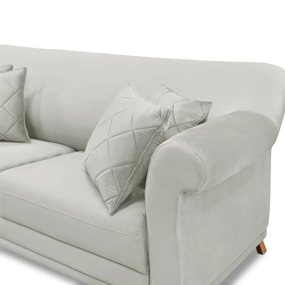 Sofá Decorativo 160cm 2 Lugares com 4 Almofadas Armstrong Veludo Prata G63 - Gran Belo