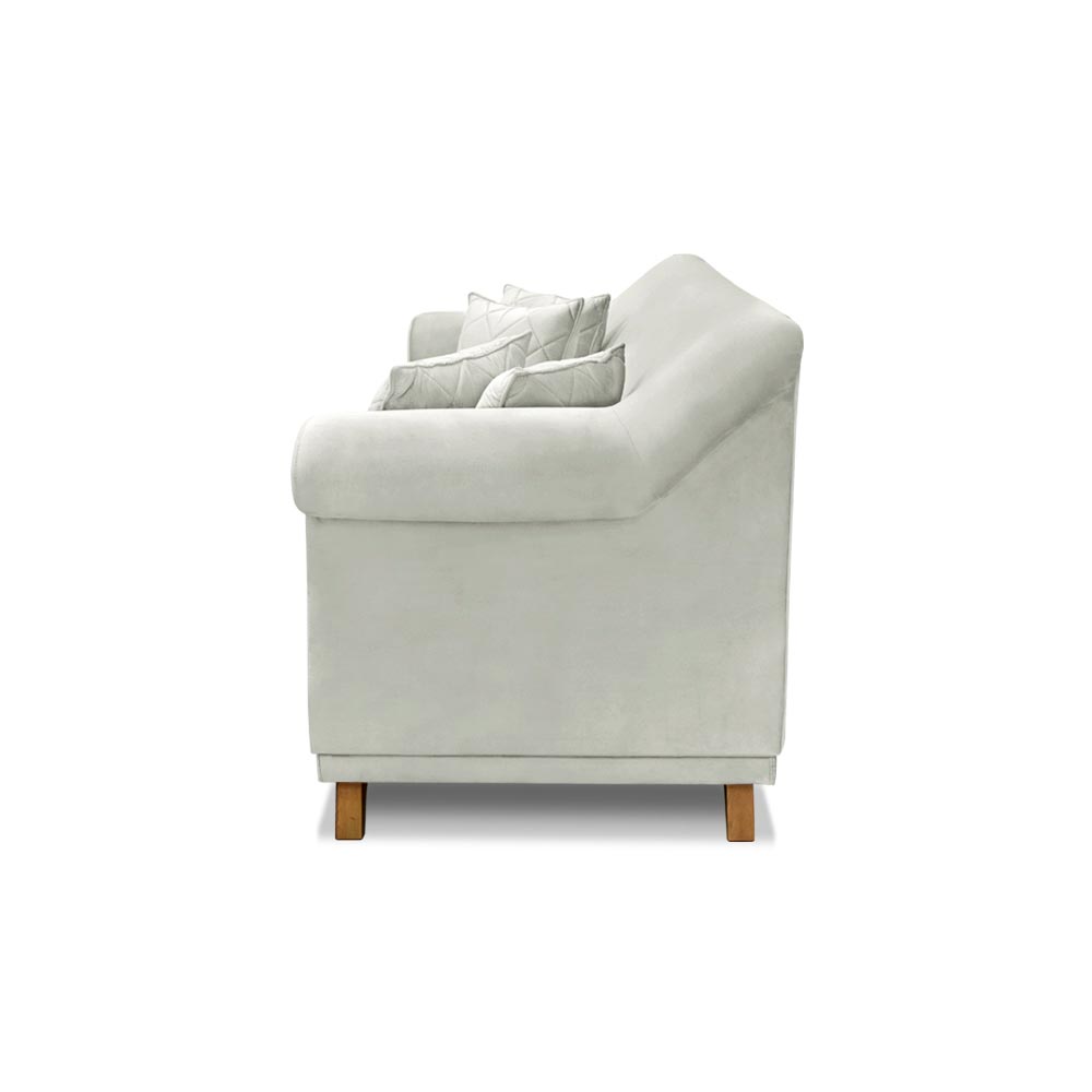 Sofá Decorativo 160cm 2 Lugares com 4 Almofadas Armstrong Veludo Prata G63 - Gran Belo