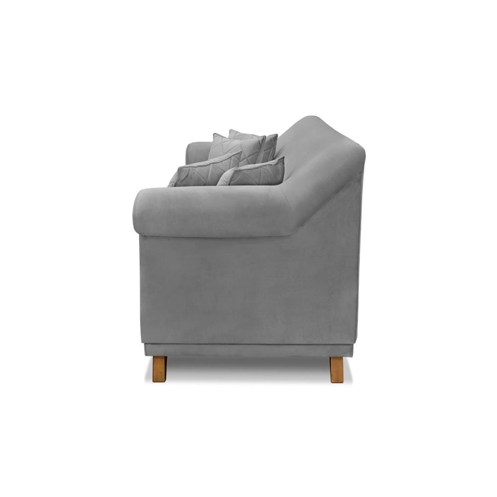 Sofá Decorativo 180cm 2 Lugares com 4 Almofadas Armstrong Veludo Cinza G63 - Gran Belo