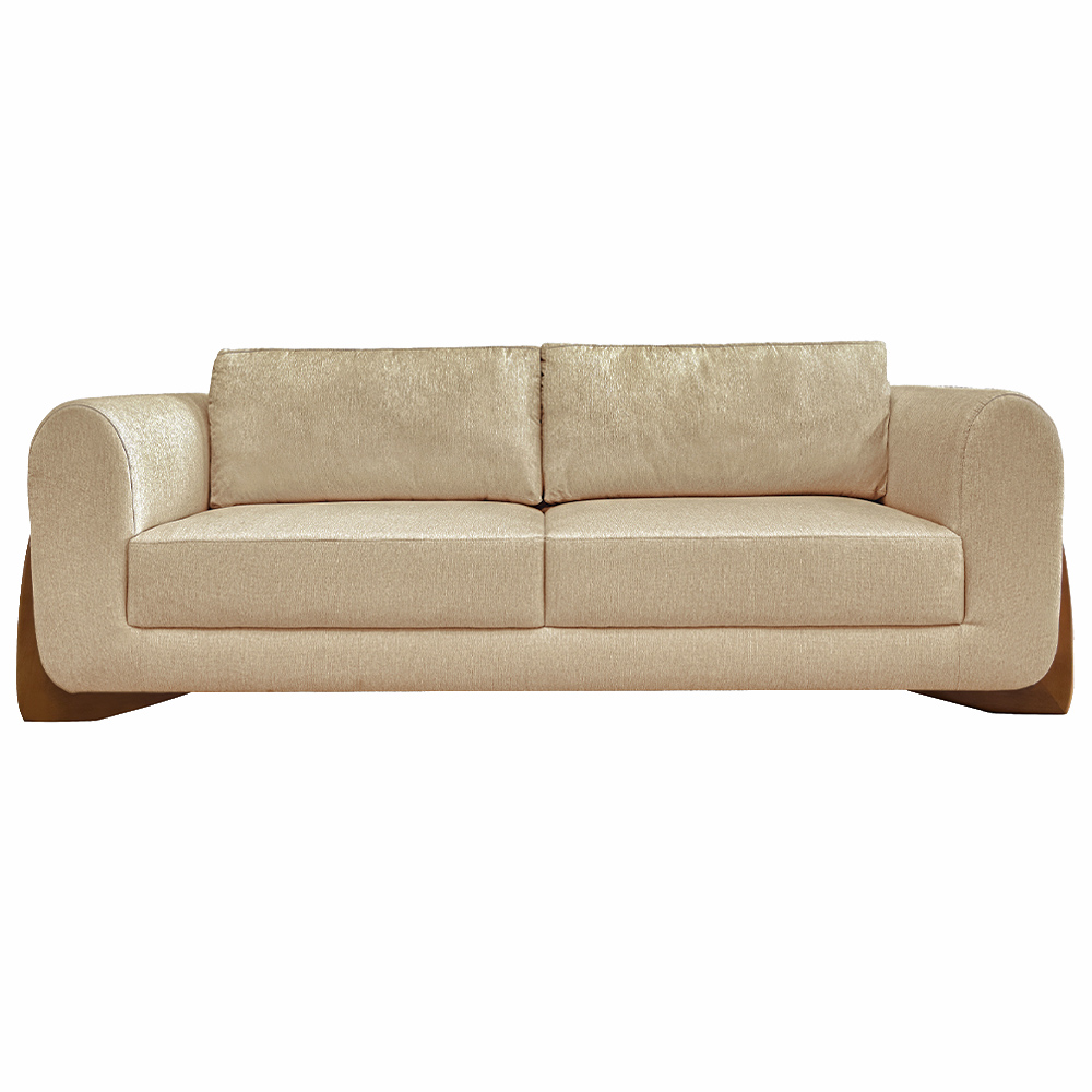 Sofá Decorativo 2 Lugares 160cm Pés em Madeira Buzz Linho Cinza G63 - Gran Belo