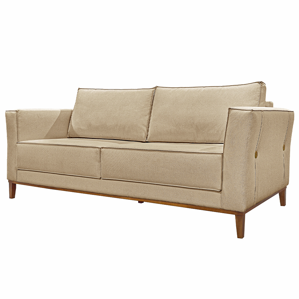 Sofá Decorativo 2 Lugares 170cm Pés em Madeira Tarantino Linho Bege G63 - Gran Belo
