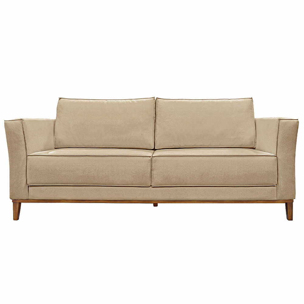 Sofá Decorativo 2 Lugares 170cm Pés em Madeira Tarantino Linho Bege G63 - Gran Belo