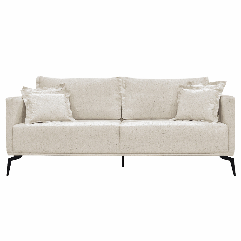 Sofá Decorativo 2 Lugares 180cm Pés em Aço Stagno Linho Pérola G63 - Gran Belo